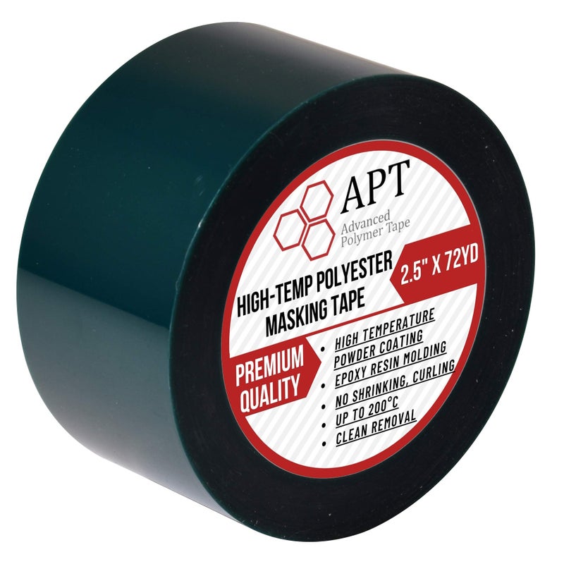 APT Advanced Polymer Tape APT، شريط بوليستر 2 ميل مع لاصق سيليكون، PET، درجة حرارة عالية، سمك 3.5 ميل، طلاء مسحوق، طلاء إلكتروني (1، 2.5" × 72 ياردة) - Image 1